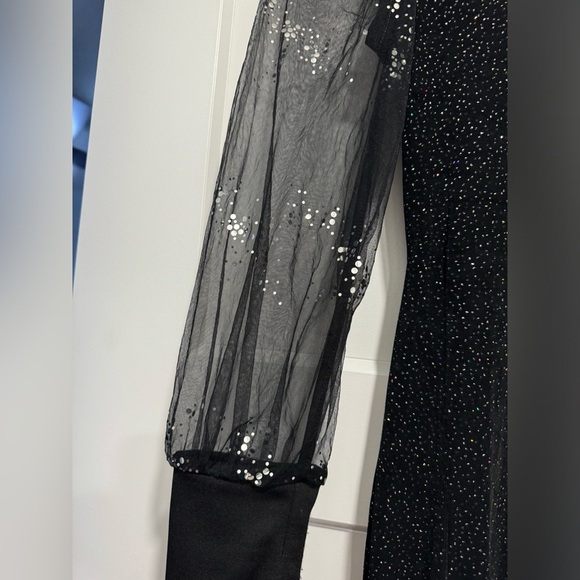 Leo Narducci black shimmer mini mesh long sleeve dress - Picture 4 of 11